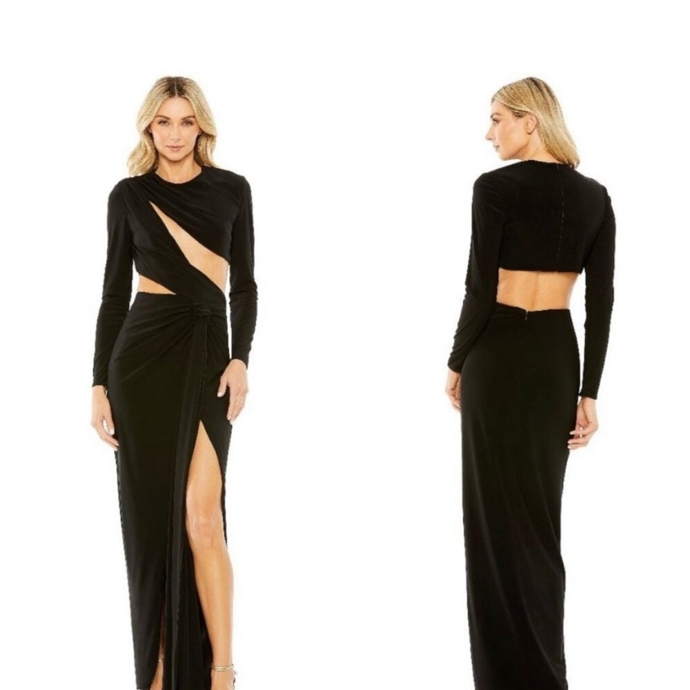 Ieena for Mac Duggal 27426 Elegant Black Backless Dress Size 8 NWT